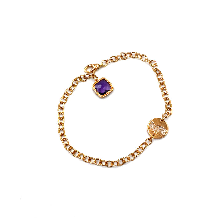 bracciale rebecca bronzo dorato con quarzo viola - siciliano gioielli 