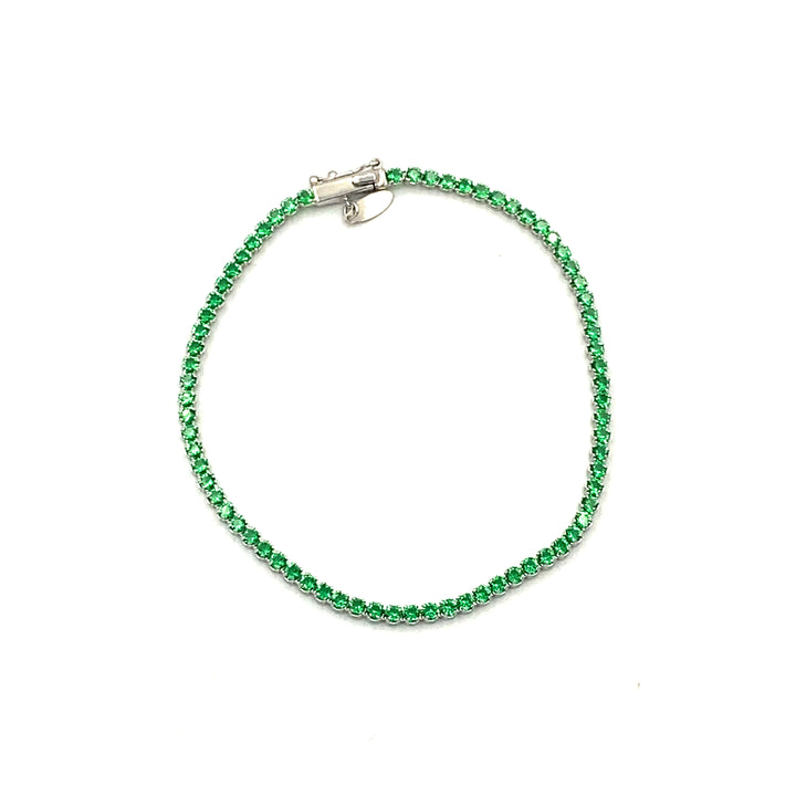 bracciale tennis oro bianco con zirconi verdi siciliano gioielli