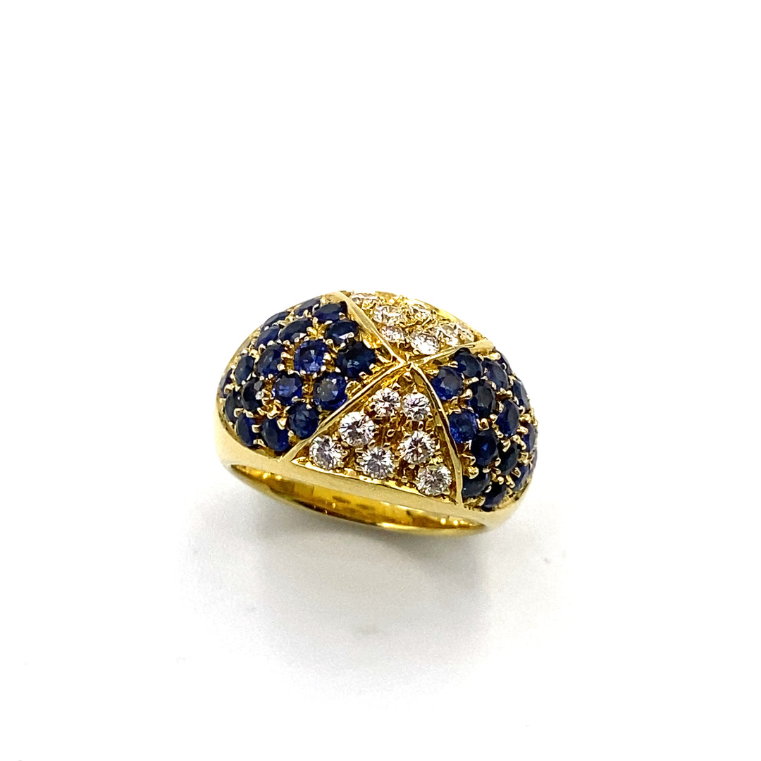 Anello Pavè Zaffiri e Diamanti