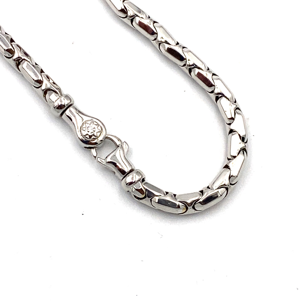 collana catena oro bianco chimento con diamante - siciliano gioielli