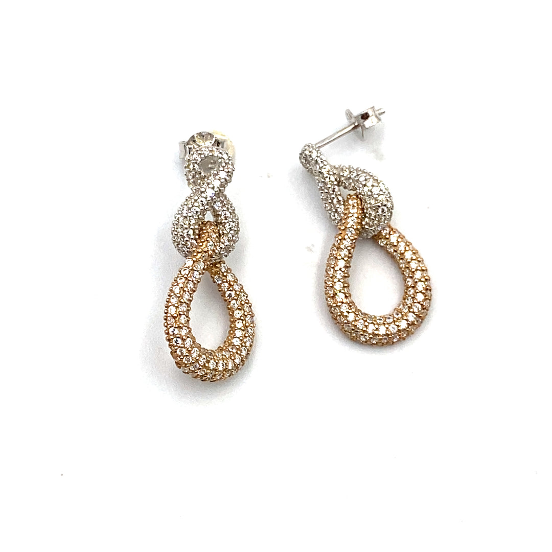 Two-tone drop earrings