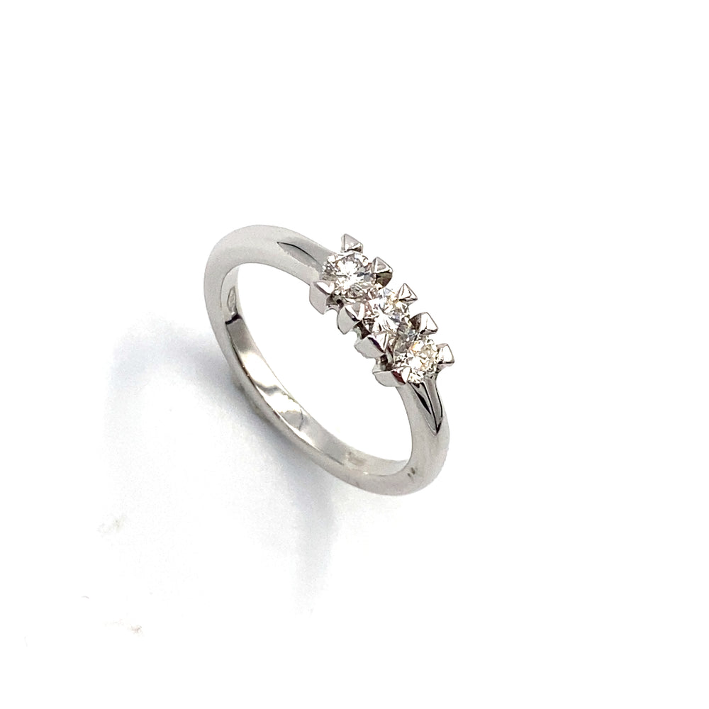 anello oro bianco e diamanti unoaerre - siciliano gioielli