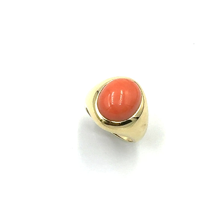 Anello Oro Giallo Corallo