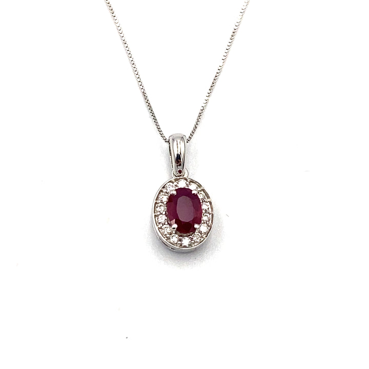 collana con pendente miluna oro bianco rubino e diamanti - siciliano gioielli
