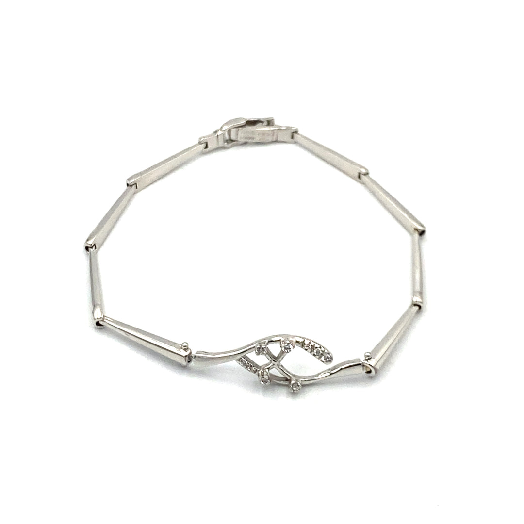 bracciale da donna in oro bianco con zirconi bianchi siciliano gioielli