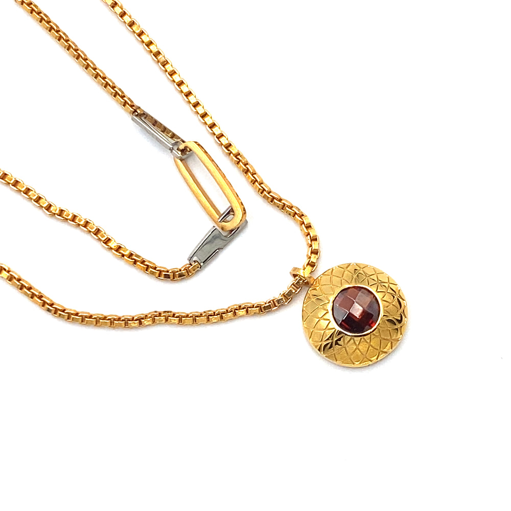 rebecca collana in bronzo dorato con granato - siciliano gioielli