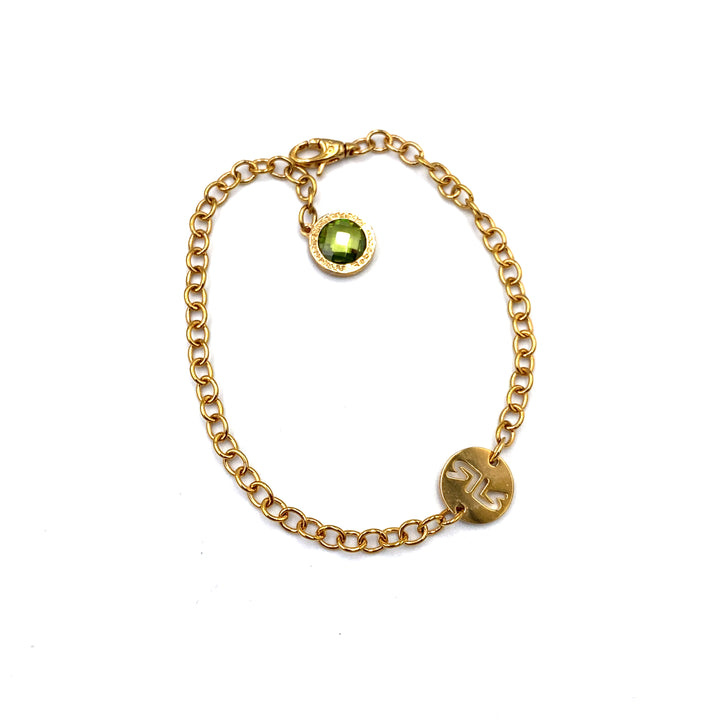 bracciale rebecca in bronzo dorato  con quarzo idrotermale verde - siciliano gioielli 
