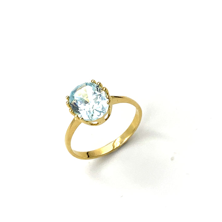 anello oro giallo e topazio azzurro siciliano gioielli