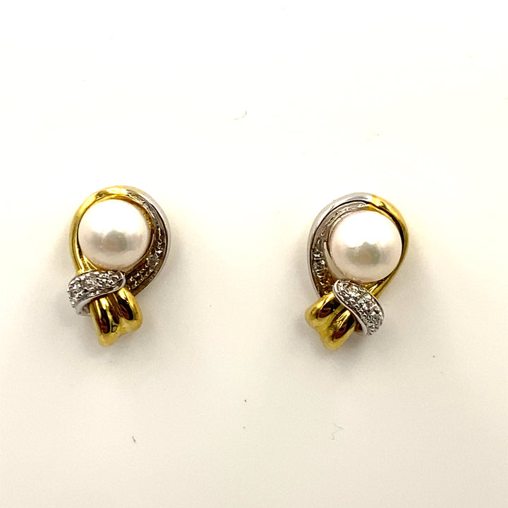 orecchini oro bianco perle e diamanti nimei - siciliano gioielli