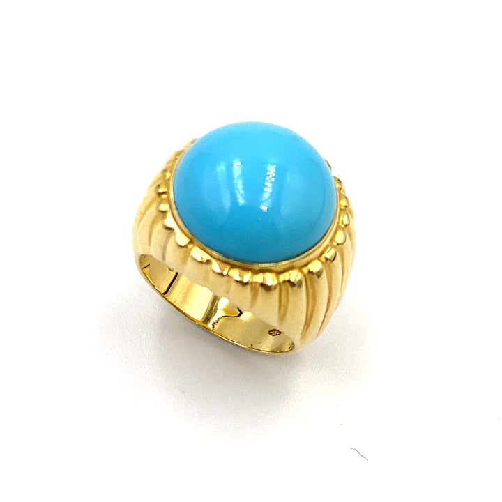 anello in oro giallo con turchese - siciliano gioielli