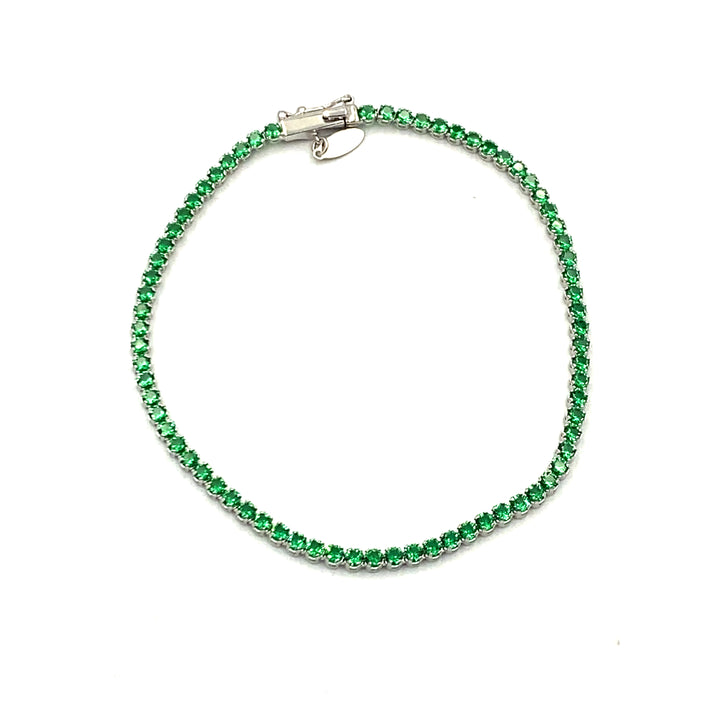 bracciale tennis oro bianco con zirconi verdi siciliano gioielli