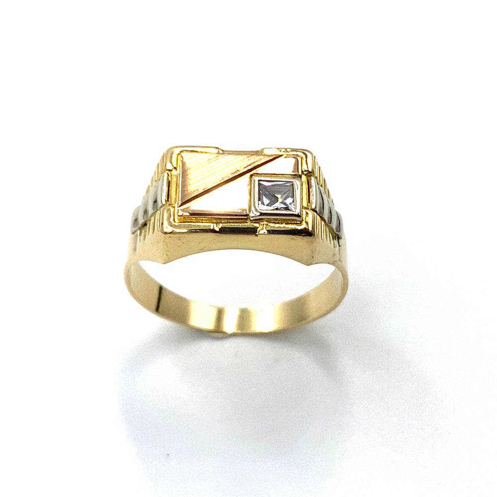 anello oro giallo e bianco con zircone siciliano gioielli
