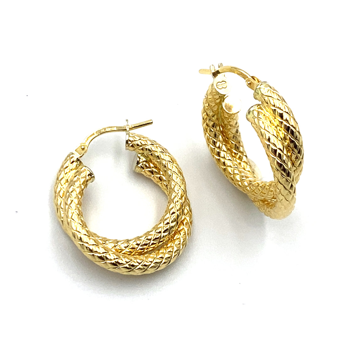 orecchini oro giallo  doppio  cerchio  unoaerre -  siciliano  gioielli 