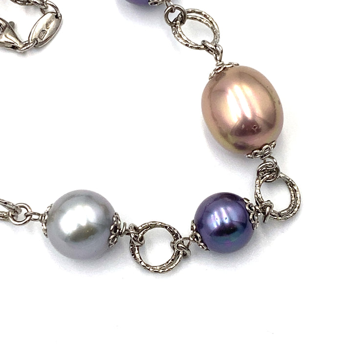 Collana Argento Perle Colorate