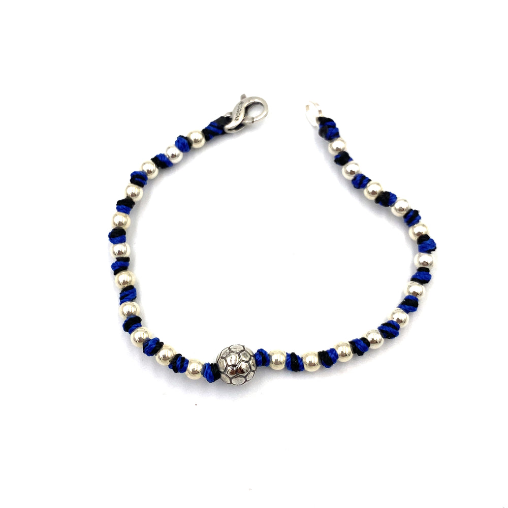 Bracciale Spadarella in argento con nodini di colore blu e nero - siciliano gioielli