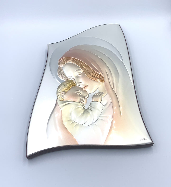 icona sacra pannello valenti madonna con bambino - siciliano gioielli