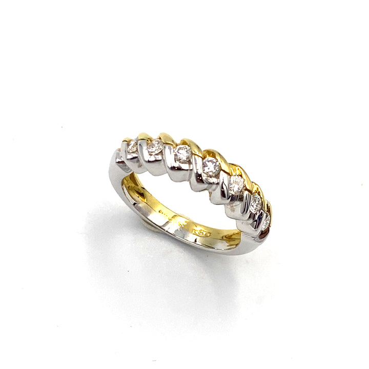 anello veretta bicolore in oro con diamanti le duchesse - siciliano gioielli