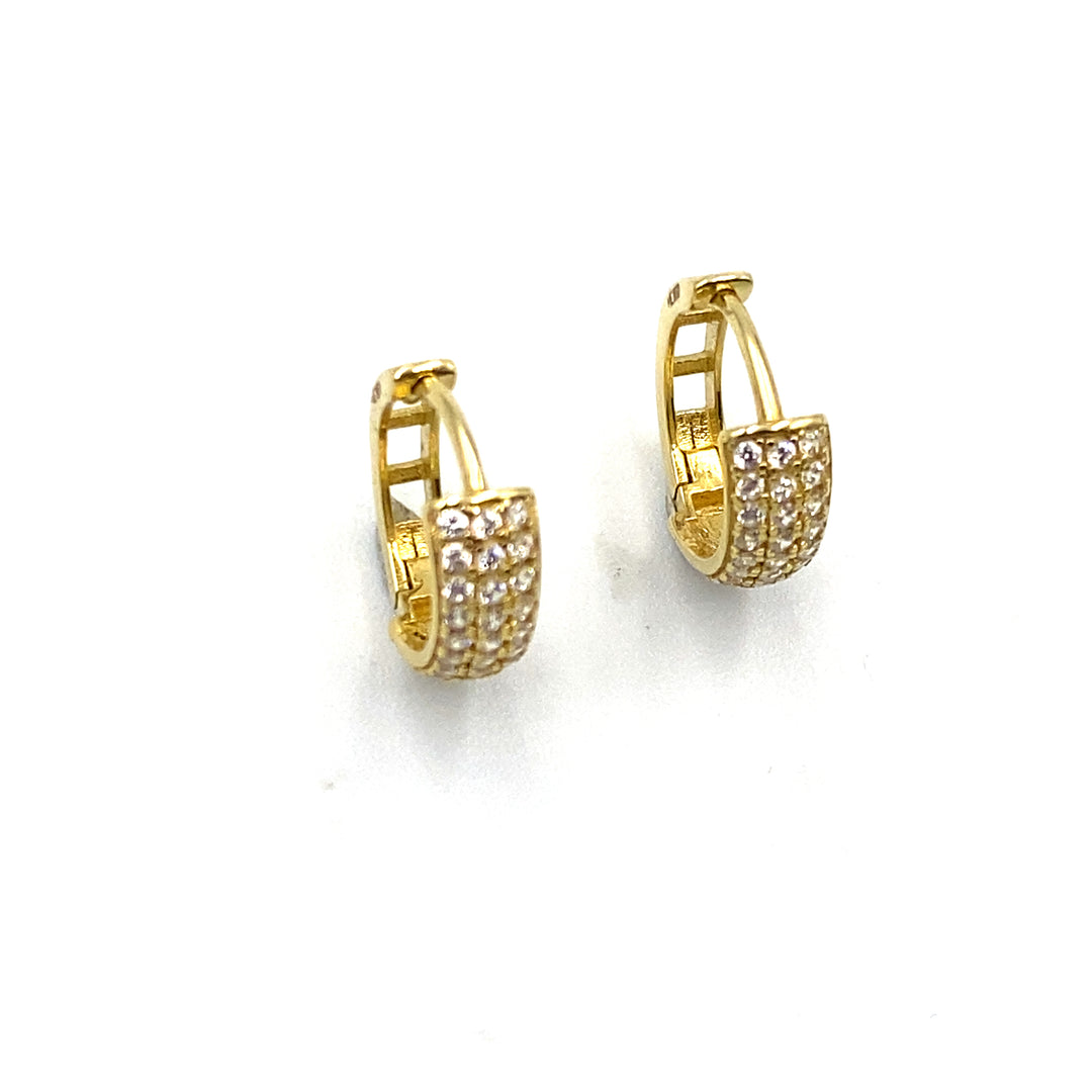 Yellow Gold Zircon Hoop Earrings