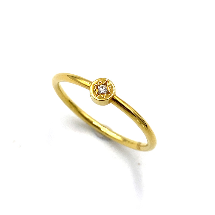 Anello Solitario Oro Giallo e Diamante siciliano gioielli