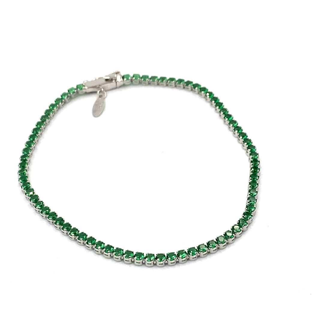 bracciale tennis oro bianco  con zirconi  verdi siciliano gioielli 