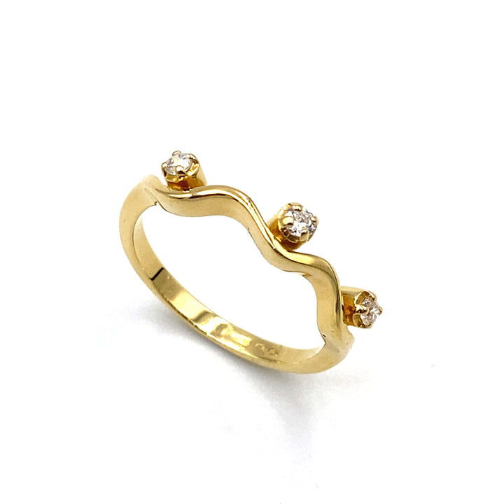 anello trilogy oro giallo con zirconi bianchi - siciliano gioielli