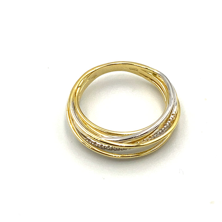 anello oro bicolore con zirconi siciliano gioielli 