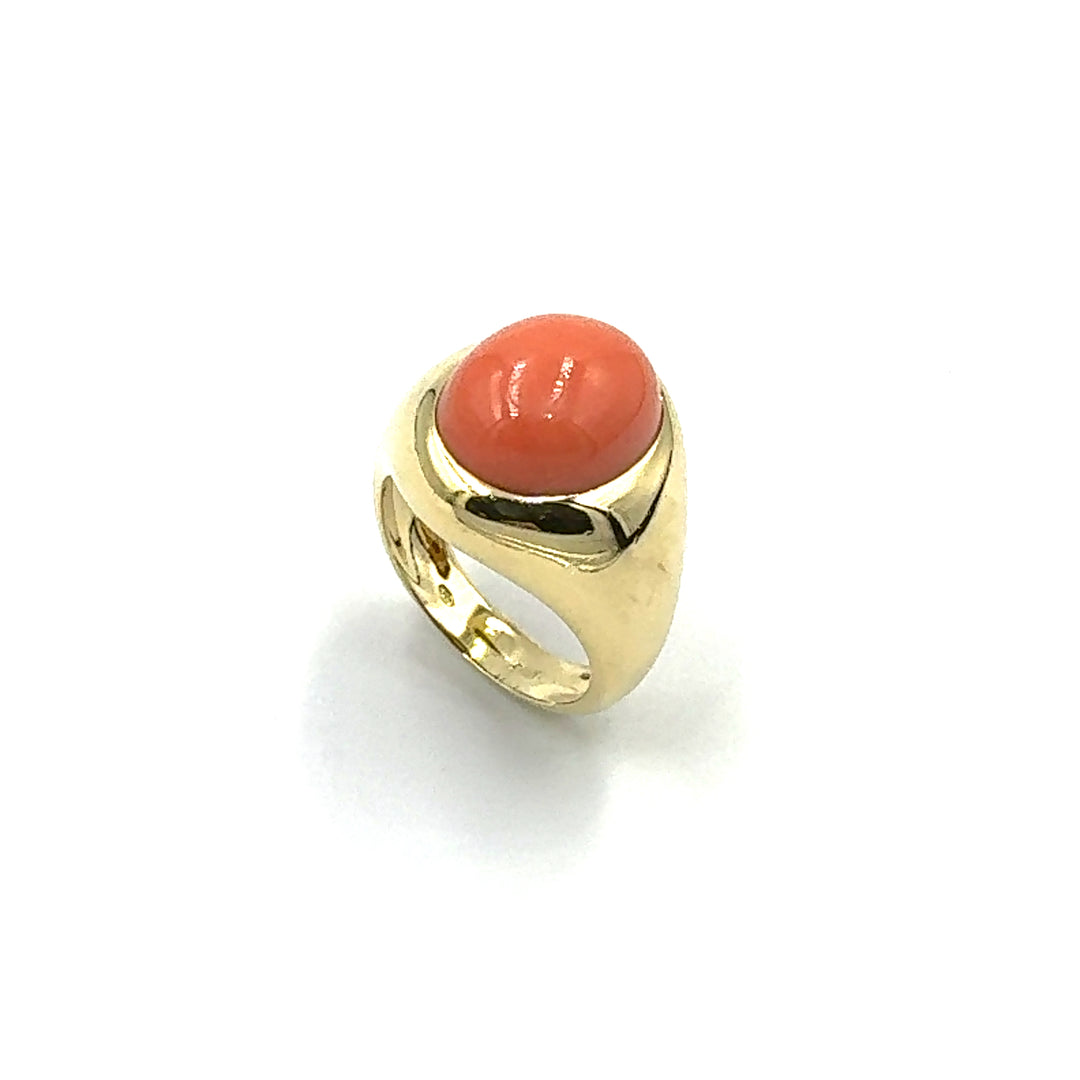 Anello Oro Giallo Corallo