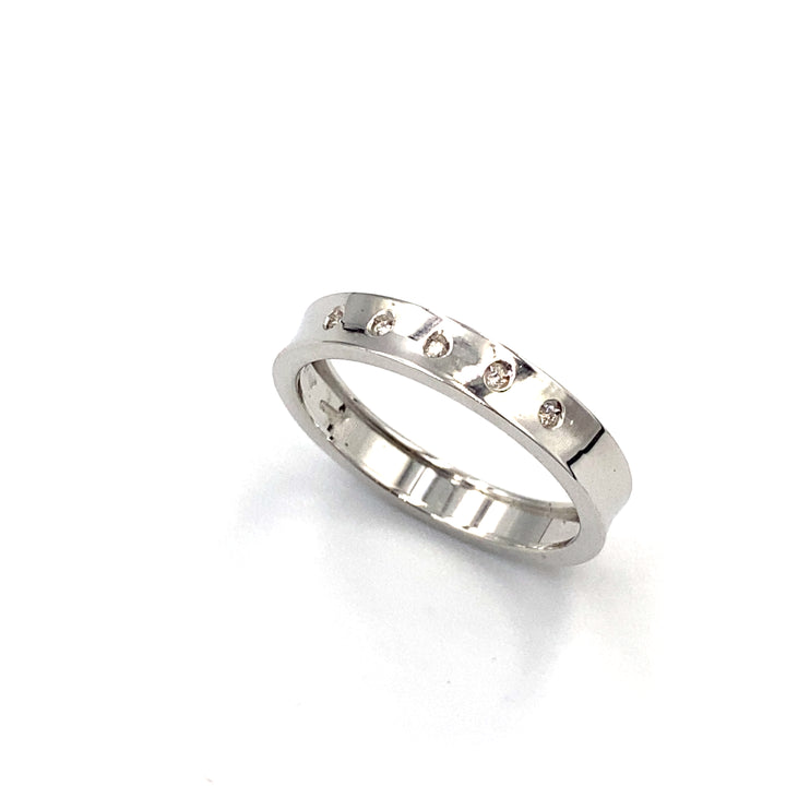 anello veretta miluna oro bianco e diamanti - siciliano gioielli