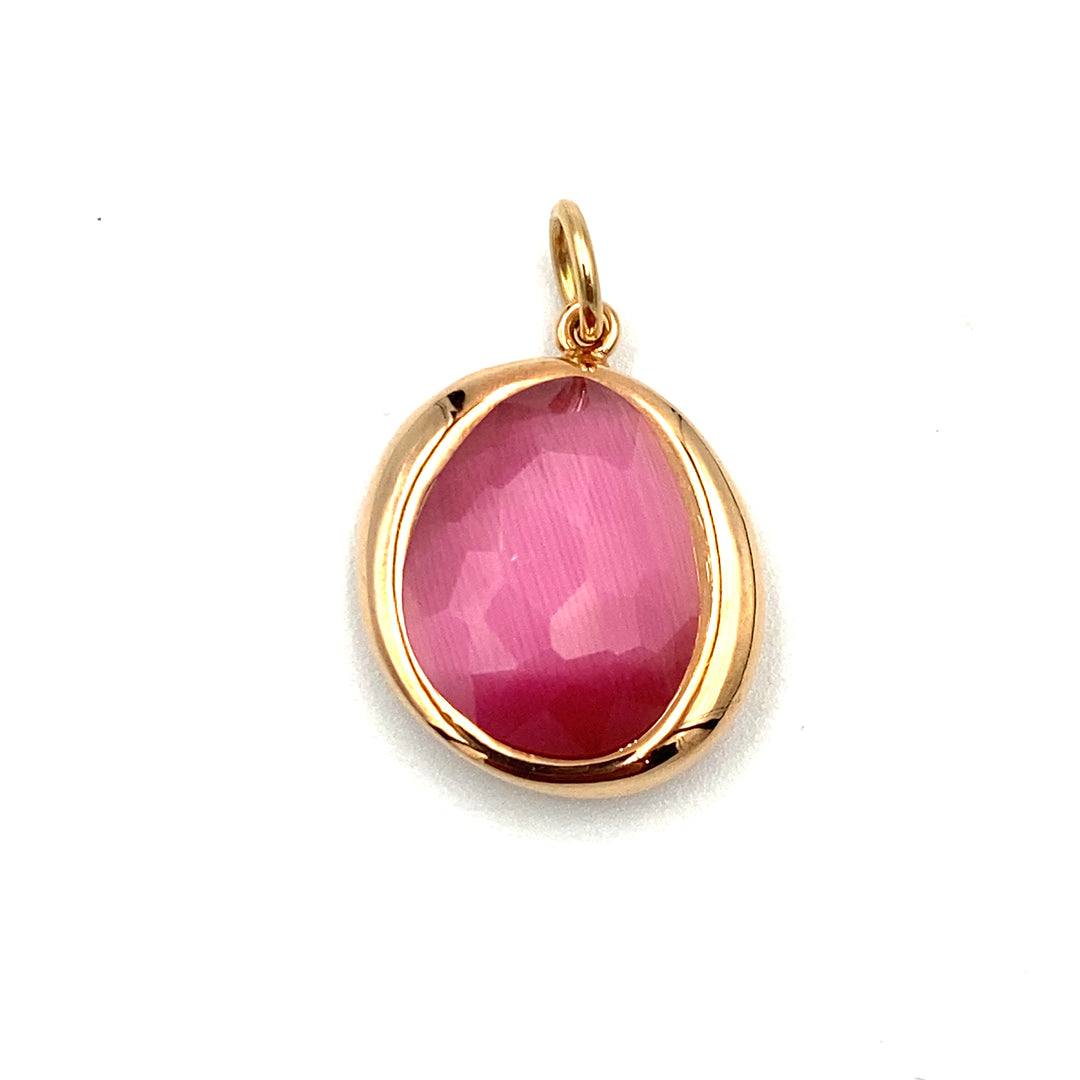pendente in oro labriola con quarzo rosa - siciliano  gioielli 