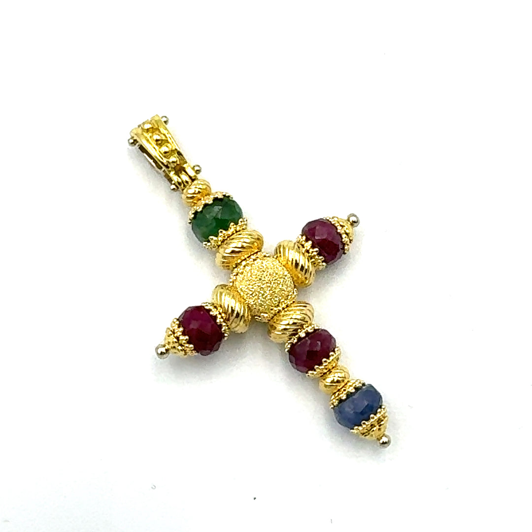 Yellow Gold and Precious Stones Pendant