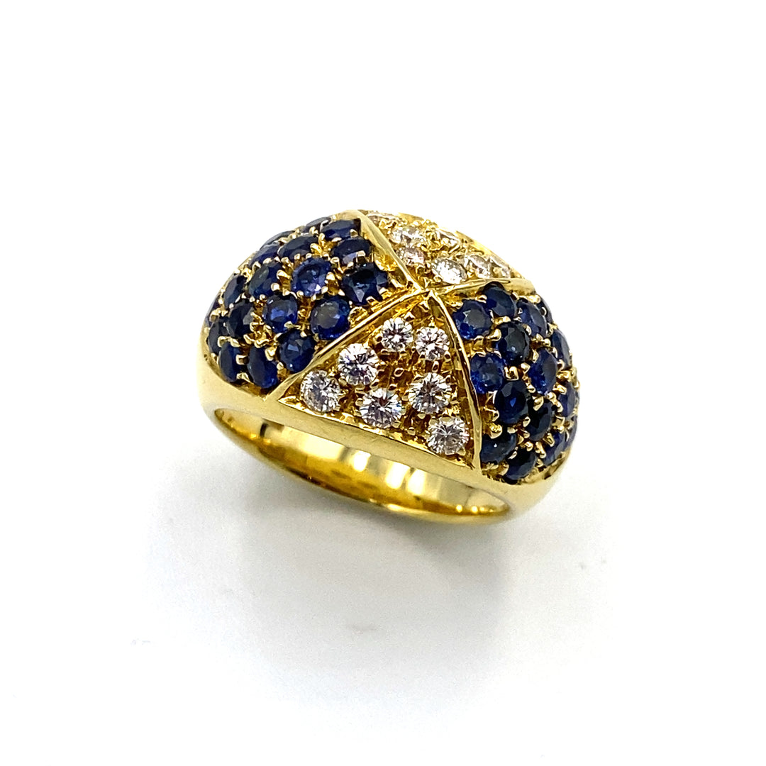 Anello Pavè Zaffiri e Diamanti