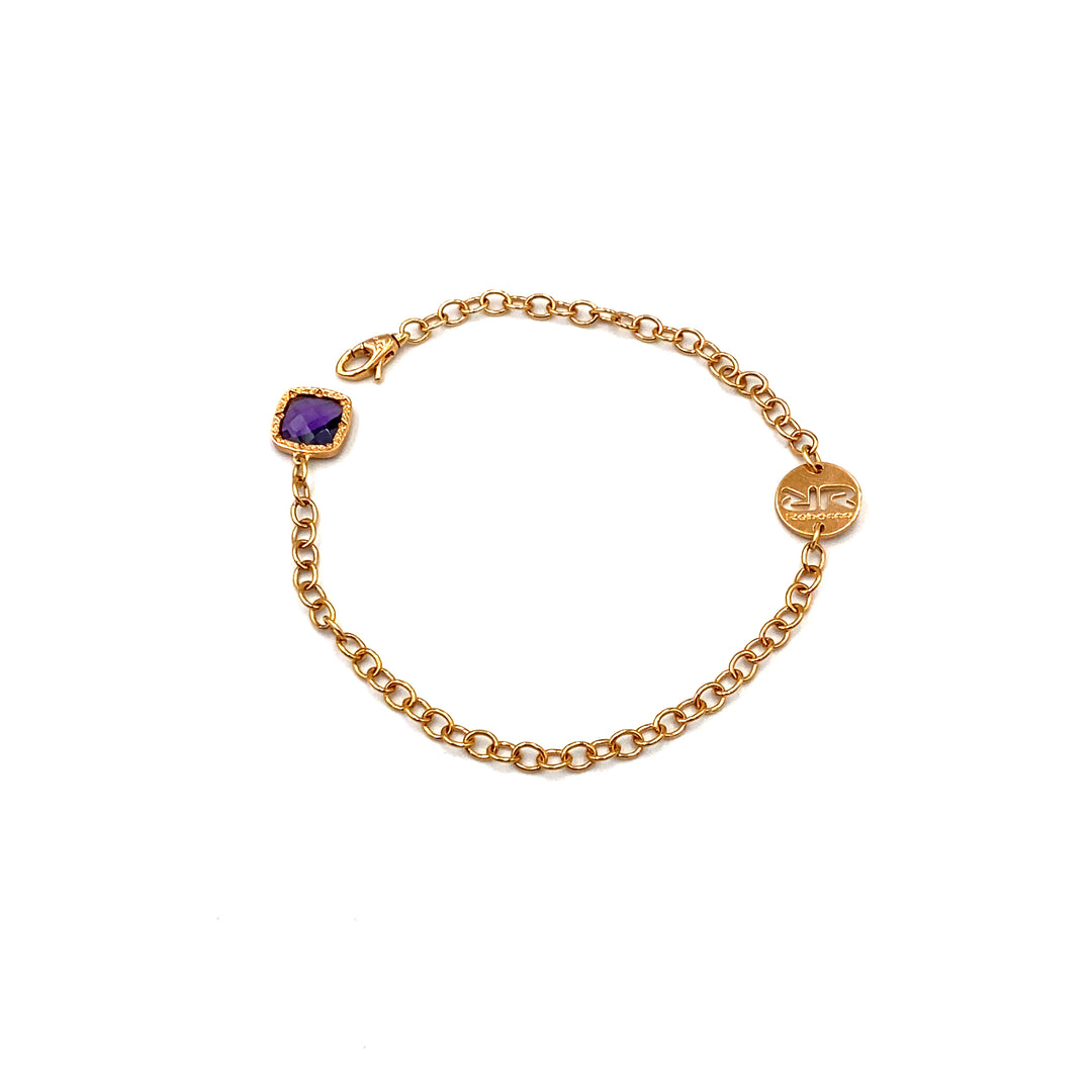bracciale rebecca bronzo dorato con quarzo viola - siciliano gioielli