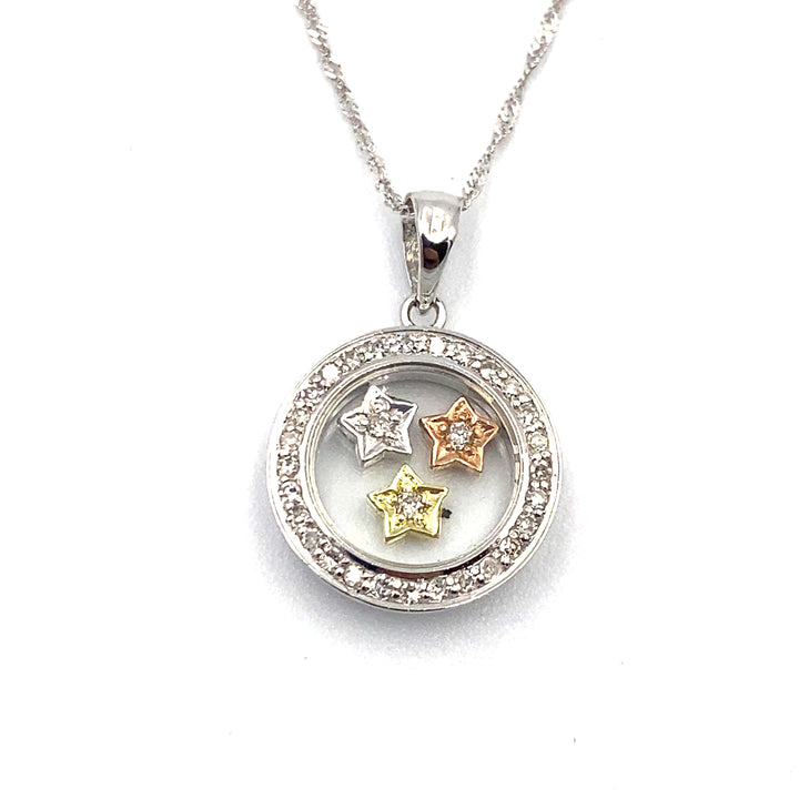 collana oro bianco con ciondolo con diamanti unoaerre - siciliano gioielli