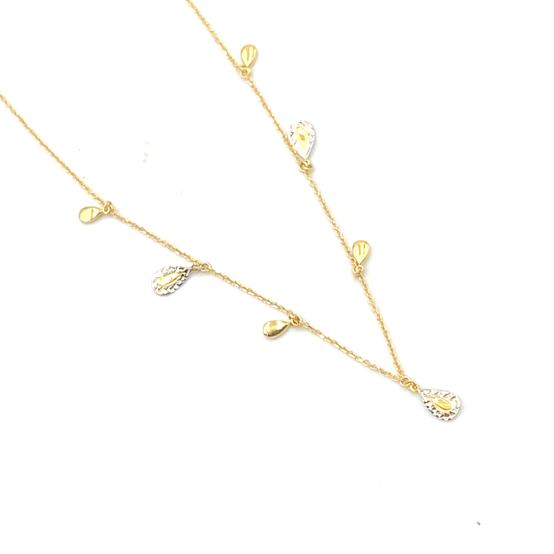 Necklace with Two-Tone Gold Pendants