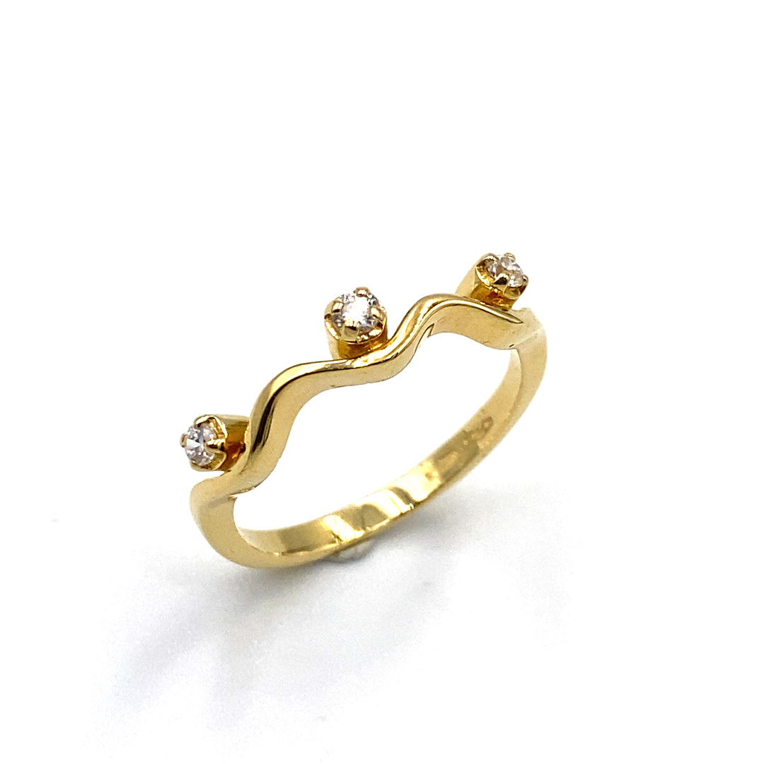 anello trilogy oro giallo con zirconi bianchi - siciliano gioielli