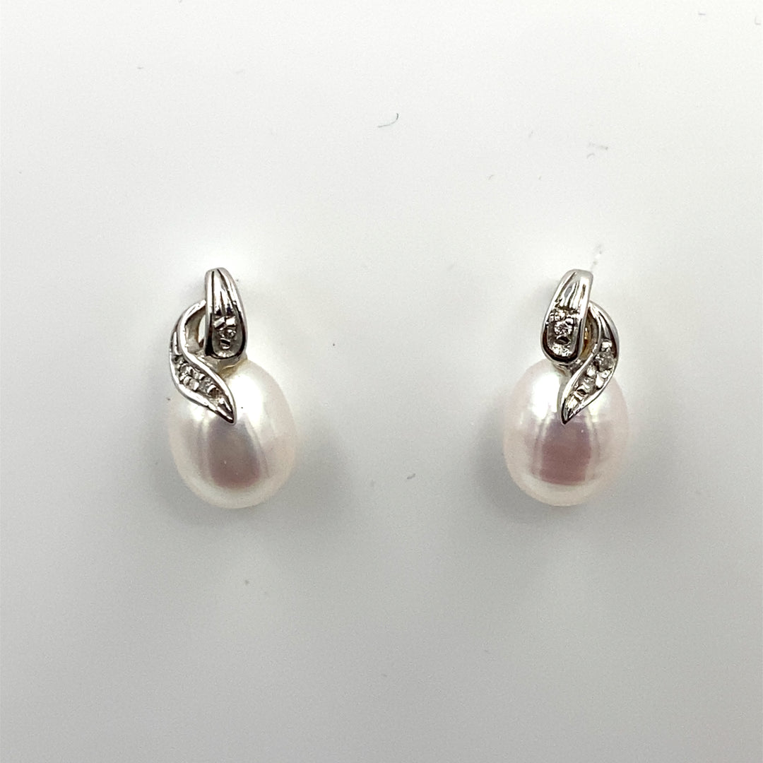 orecchini miluna perle oro bianco e diamanti - siciliano gioielli