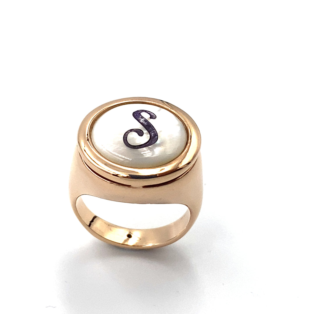 anello labriola oro in oro rosa con madreperla - siciliano  gioielli 