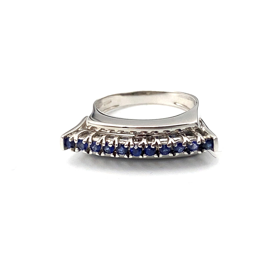 anello nimei oro bianco e zaffiri blu - siciliano gioielli