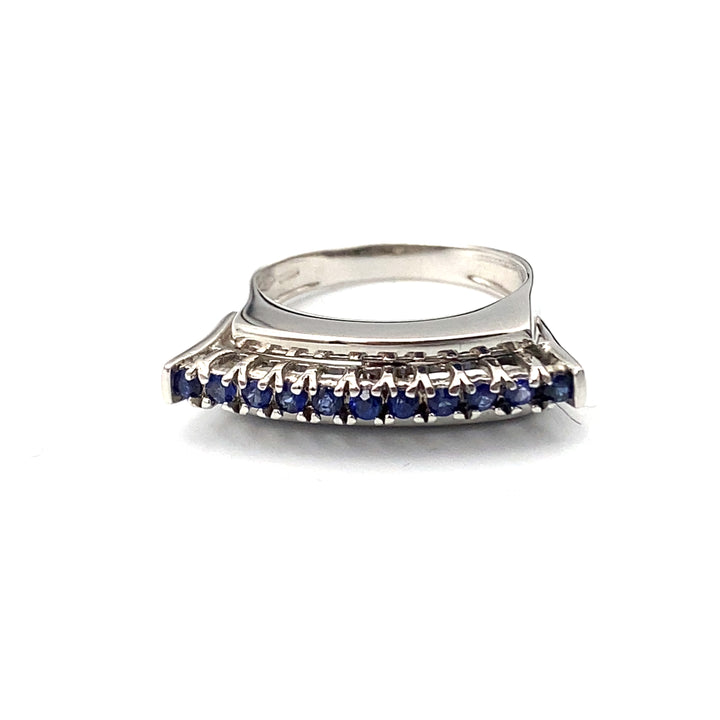 anello nimei oro bianco e zaffiri blu - siciliano gioielli