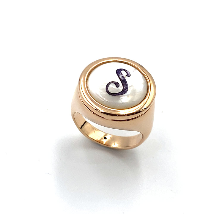 anello labriola oro in oro rosa con madreperla - siciliano gioielli