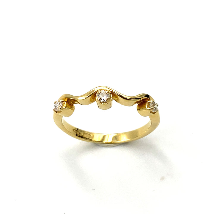 anello  trilogy oro giallo con zirconi  bianchi - siciliano gioielli 