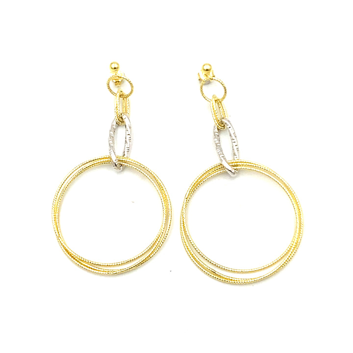 Two-tone gold circle earrings