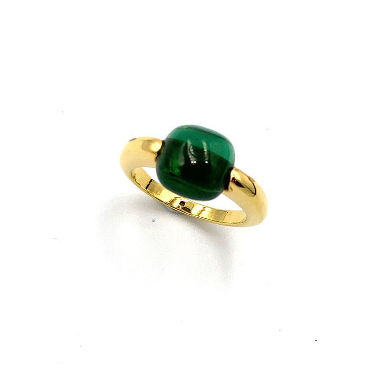anello labriola oro giallo e tormalina verde - siciliano gioielli