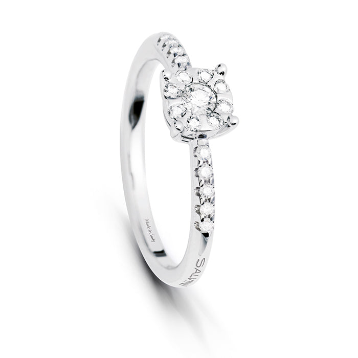 anello  solitario  salvini oro bianco  e diamanti - siciliano gioielli 