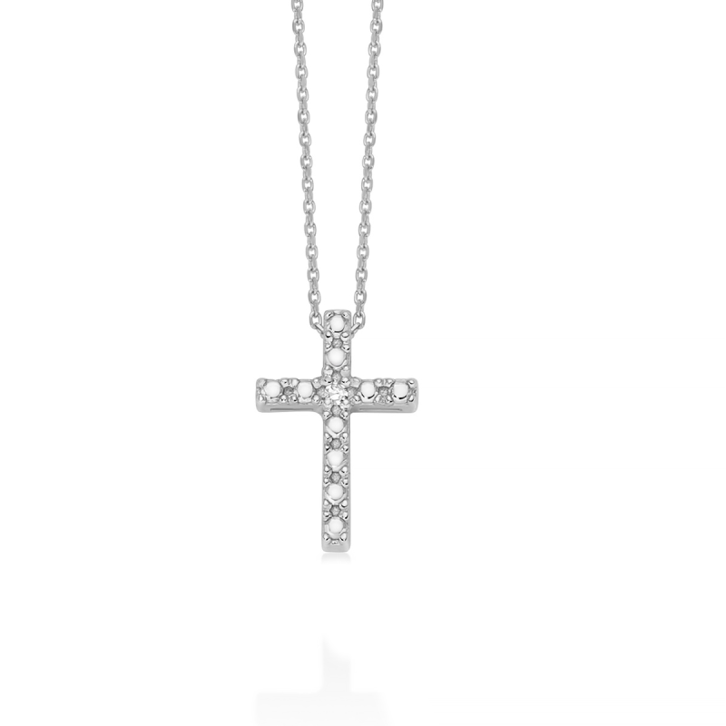 Collana Oro Bianco con Croce  Miluna