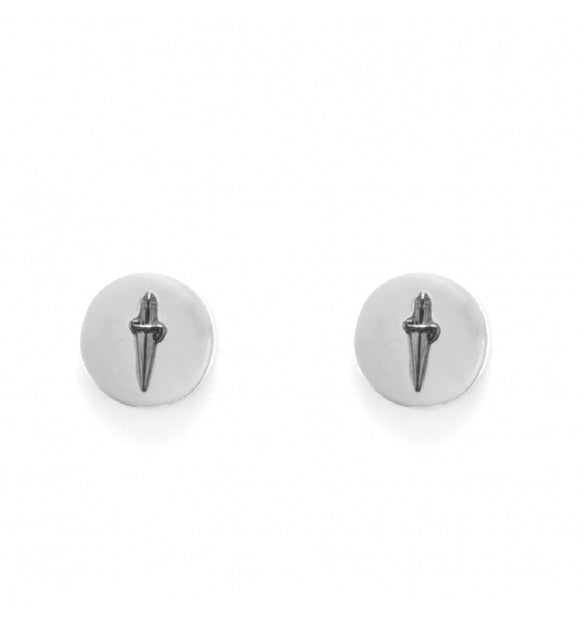 orecchini cesare paciotti in argento con pugnale a rilievo nero - siciliano gioielli