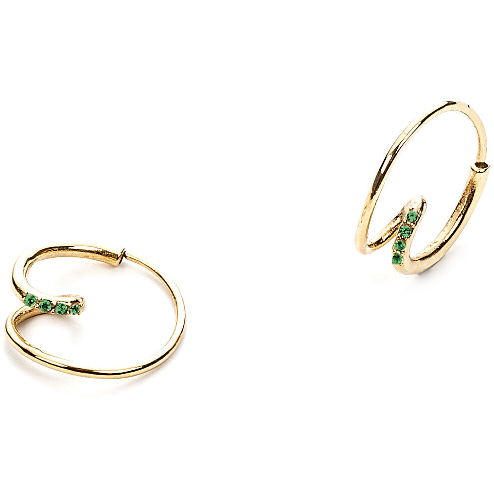 orecchini donna in acciaio pvd oro con zirconi verdi 4us cesare paciotti - siciliano gioielli 
