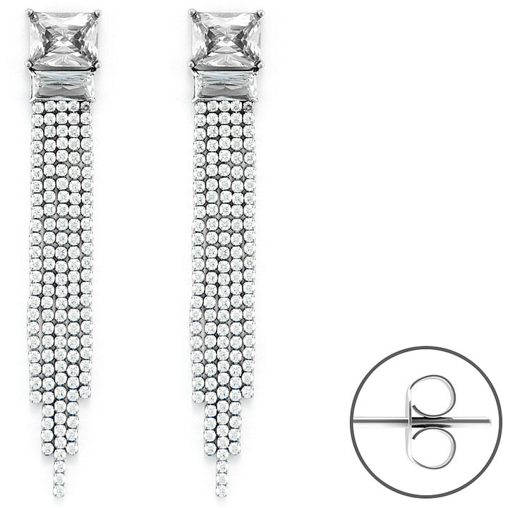 orecchini  4us cesare paciotti in acciaio  con zirconi  bianchi  - siciliano  gioielli 