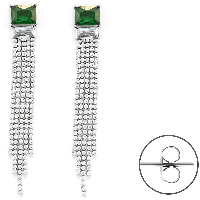 orecchini  4us cesare paciotti in acciaio  con zirconi  verdi - siciliano  gioielli 