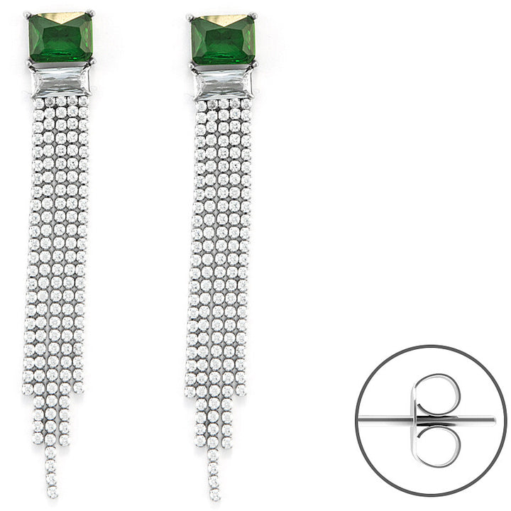 orecchini  4us cesare paciotti in acciaio  con zirconi  verdi - siciliano  gioielli 